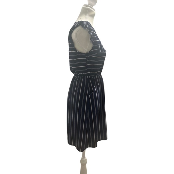 Navy Blue striped Monteau Dress - size medium - Picture 3 of 5